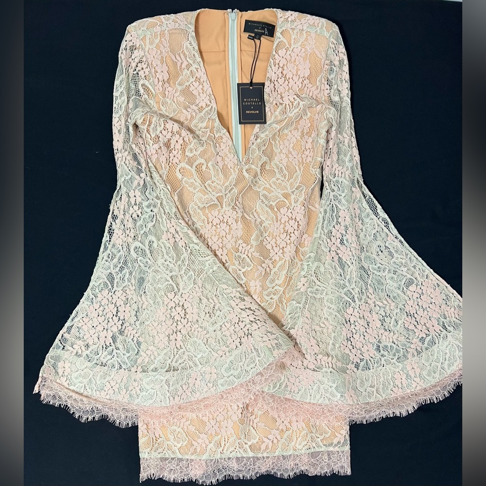 Michael Costello × Revolve Moseley Lace Mini Dress NWT Wedding NYE Holiday